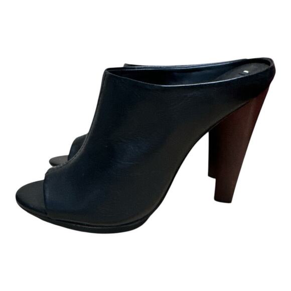 BCBGMaxazria Jeremy Black Leather High Heel Open Toe Mules Sandals Size 9B NWOB - Picture 5 of 8